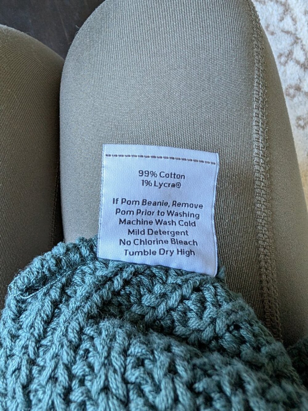 Love Your Melon Sage Green Chunky Knit Faux Fur Pom Beanie - Picture 5 of 5